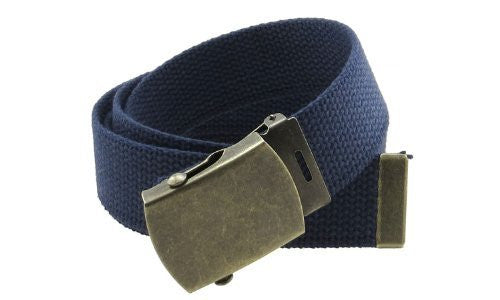 Canvas Web Belt Military Style with Antique Brass Buckle and Tip 50 L –  Buckle City