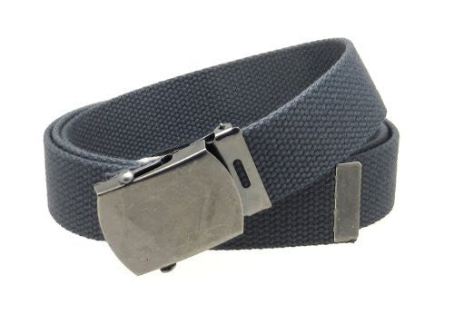 Men's Classic Silver Slider Military Belt Buckle with Canvas Web Belt Small  Black 