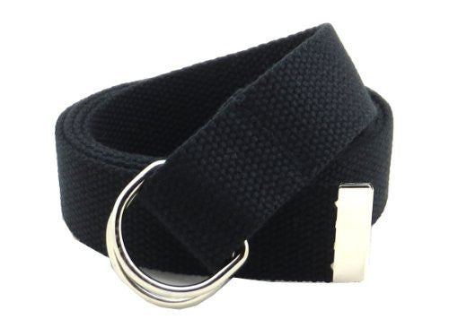 Canvas Web Belt Double D-Ring Buckle 1.5 Wide with Metal Tip